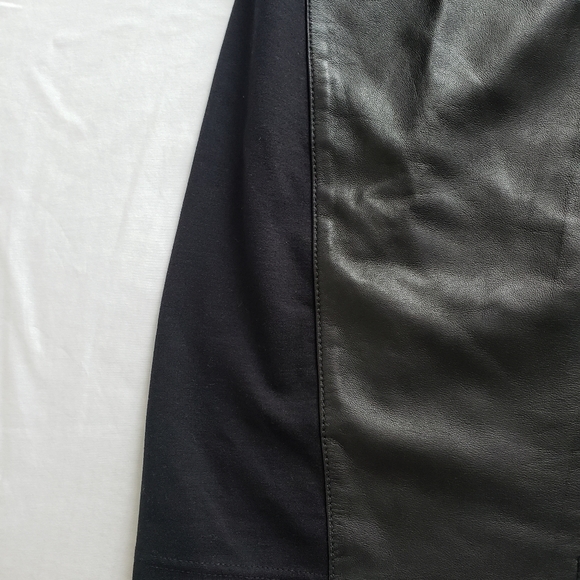 Trouve V-Neck Leather Front Sheath Dress - Picture 4 of 8